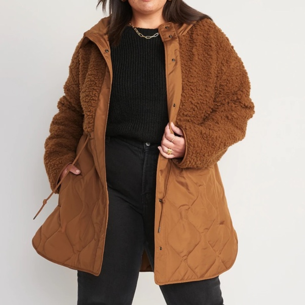 Old Navy Brown Sherpa Quilted Coat